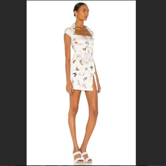 NWT Kim Shui White Butterfly Silk Mini Dress - Picture 7 of 10